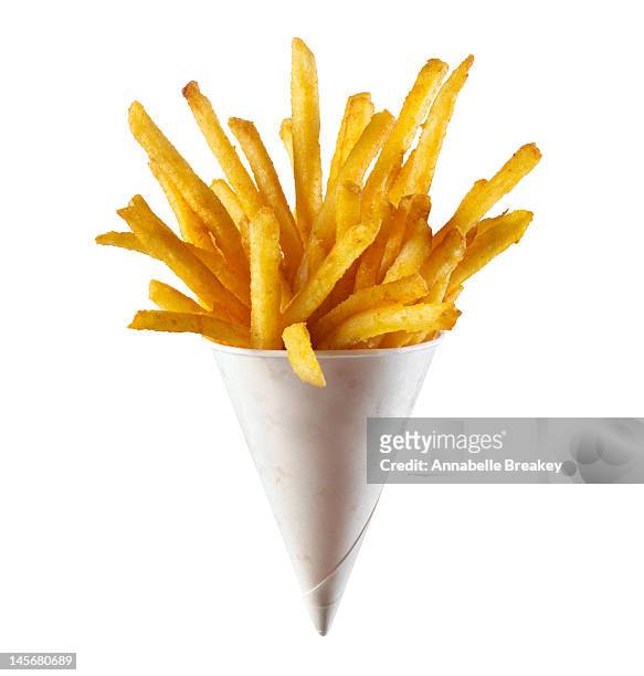 french fries on white background - batata frita - fotografias e filmes do acervo