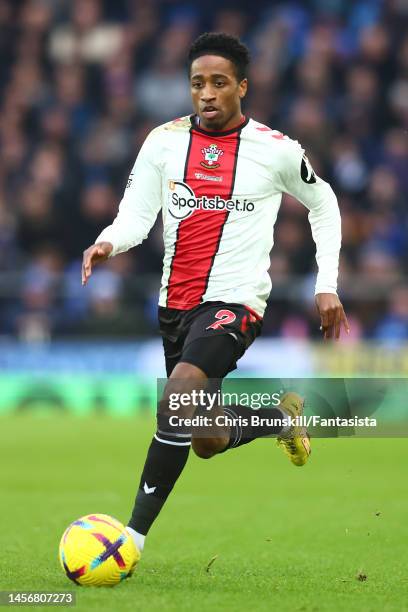 Kyle Walker-Peters of Southampton in action during the Premier League match between Everton FC and Southampton FC at Goodison Park on January 14,...