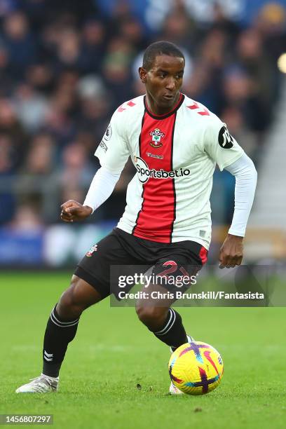 Ibrahima Diallo of Southampton in action during the Premier League match between Everton FC and Southampton FC at Goodison Park on January 14, 2023...