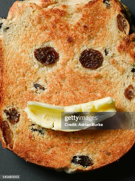 smiley face. - raisin toast stock pictures, royalty-free photos & images