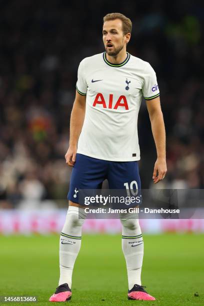 Harry Kane of Tottenham Hotspur during the Premier League match between Tottenham Hotspur and Arsenal FC at Tottenham Hotspur Stadium on January 15,...