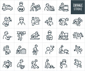 Handyman Thin Line Icons - Editable Stroke - Icons Include A Repairman, Handy Person, Crafts Person, Carpenter, Plumber, Blue Collar Worker, Fixing, Repair, Landscaper, Painter, Home Appliances