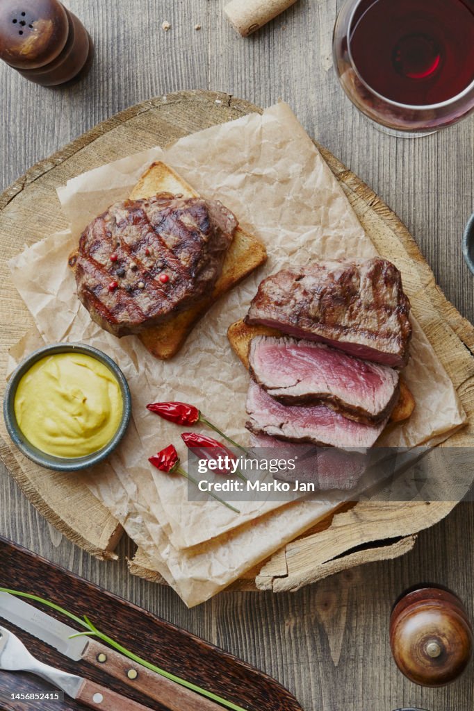 Traditional meat steak barbecue on a plate