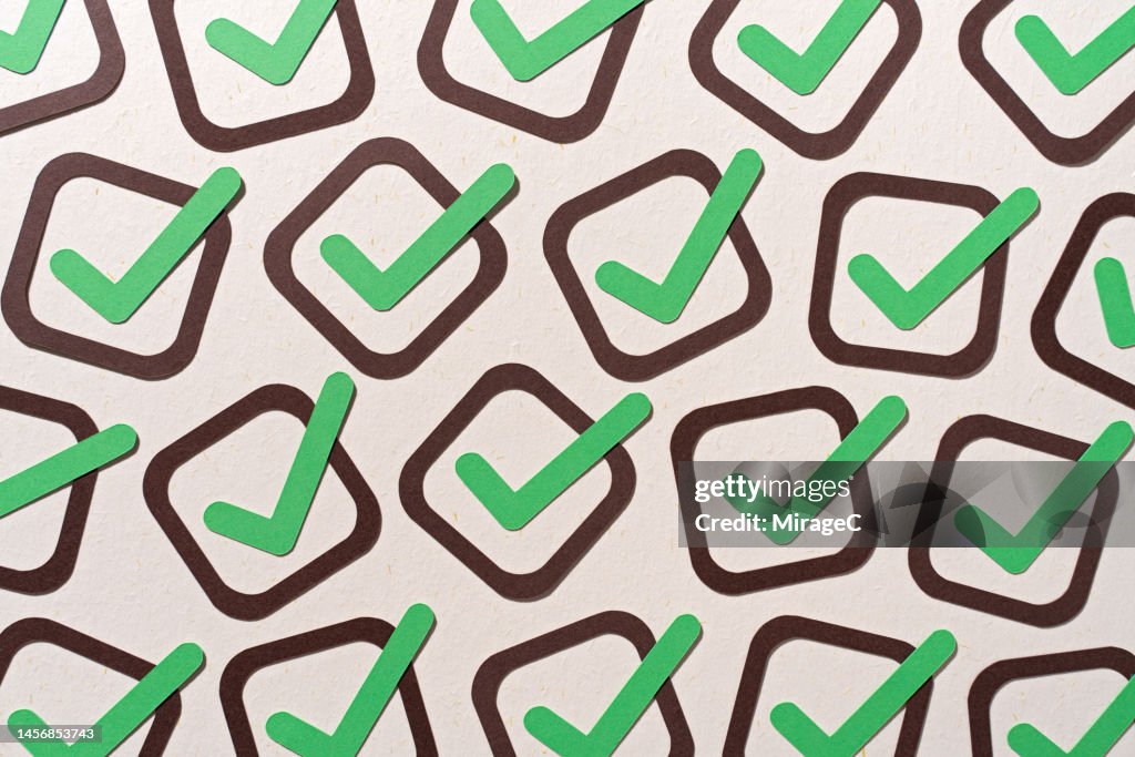 Green Check Marks In Checkboxes Paper Craft High-Res Stock Photo ...