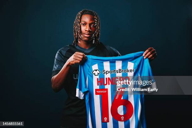 Joseph Hungbo signs for Huddersfield Town from Watford on loan until the end of the season at John Smith's Stadium on January 16, 2023 in...