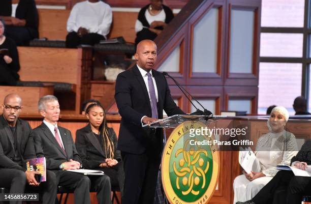 Bryan Stevenson, Esq., Founder and Executive Director, Equal Justice Initiative, speaks onstage during the 2023 Martin Luther King, Jr. Beloved...