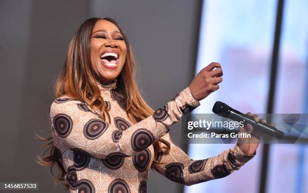 Singer Yolanda Adams performs onstage during the 2023 Martin Luther King, Jr. Beloved Community Commemorative Service at Ebenezer Baptist Church on...