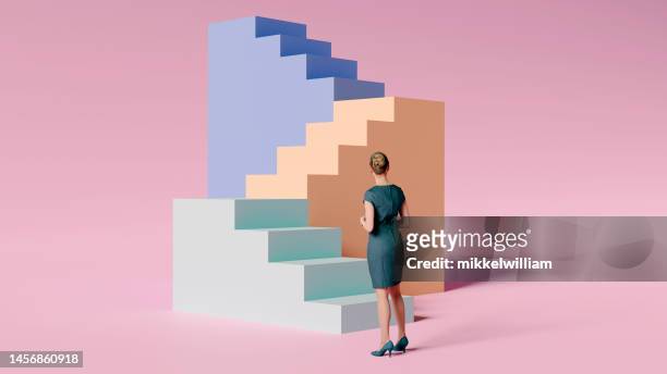 conceptual image of entrepreneur making the right strategy - obstacle stockfoto's en -beelden