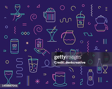 Line Icon Set & Pattern for Consumer Goods & Drinks Line Icon Set & Pattern for Consumer Goods & Drinks