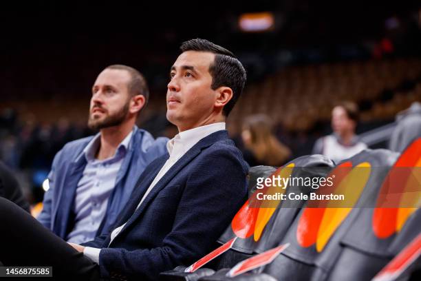 Bobby Webster, General Manager of the Toronto Raptors is seen ahead of the NBA game between the Toronto Raptors and the Portland Trail Blazers at...