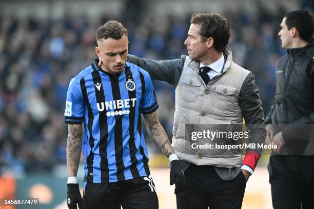 Noa Lang of Club Brugge looks dejected after being replaced by Scott Parker, head coach of Club Brugge, during the Jupiler Pro League season 2022 -...