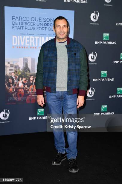 Zinedine Soualem attends the Divertimento Premiere at Le Grand Rex on January 16, 2023 in Paris, France.