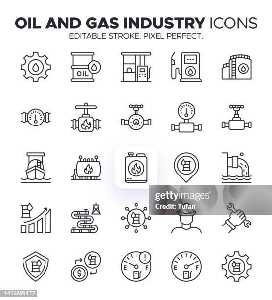 bildbanksillustrationer, clip art samt tecknat material och ikoner med oil and gas industry icons - exploration, drilling and refining symbols - naturgas