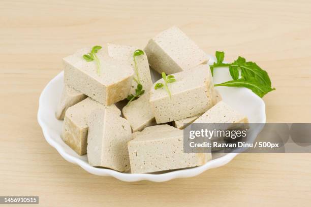 high angle view of food in plate on table,romania - tofu stock pictures, royalty-free photos & images