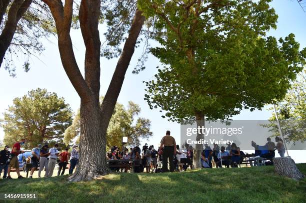 Sargeant Kevin Donogue speaks to the press during a press confence as the search continues for actress Naya Rivera in Lake Piru after she went...