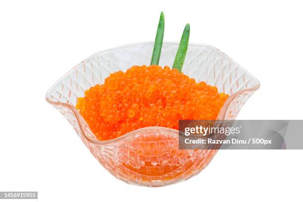 close-up of orange lentils in bowl against white background,romania - caviar stock pictures, royalty-free photos & images