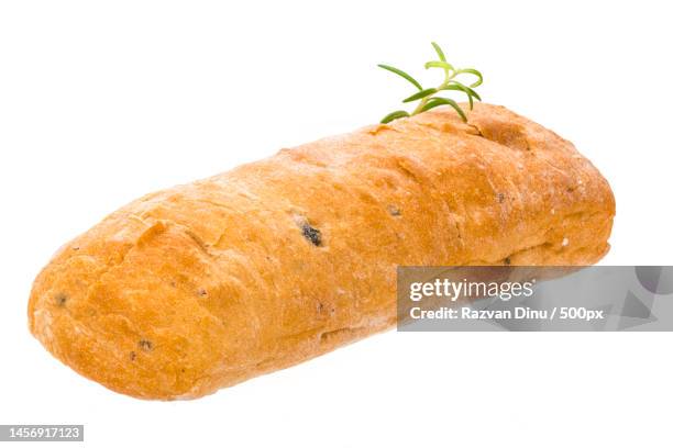 close-up of bread against white background,romania - ciabatta stock pictures, royalty-free photos & images