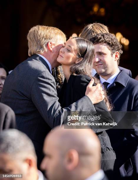 King Willem-Alexander of The Netherlands with daughter of Princess Alexia of Greece Arrietta Morales y de Grecia at the funeral of Former King...