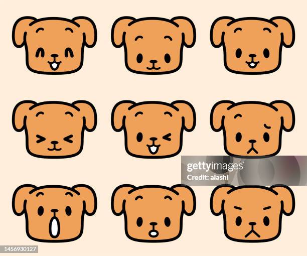 cute facial expression icon of the dog - chinese new year dog stock illustrations