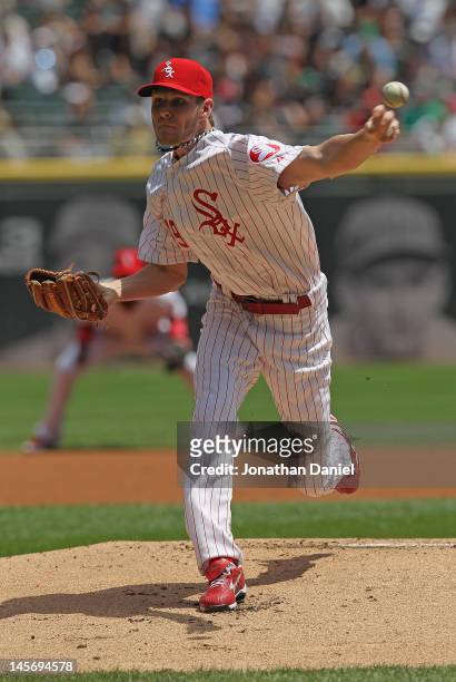 Chris Sale of the Chicago White Sox pitches for a complete game win against the Seattle Mariners at U.S. Cellular Field on June 3, 2012 in Chicago,...