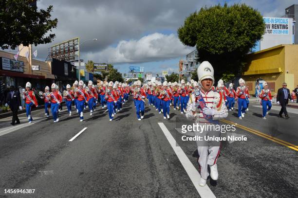 Los Angeles Unified School District All District High School Honor Marching Band performs during the 38th Annual Kingdom Day Parade: America's...