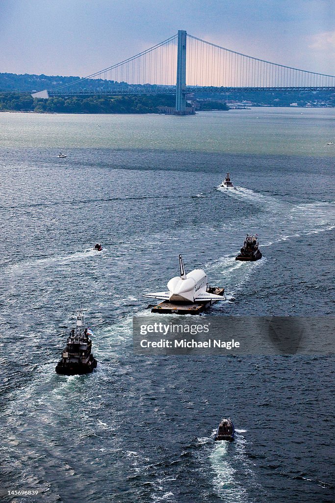 Space Shuttle Enterprise Carried By Barge To Intrepid Air And Space Museum