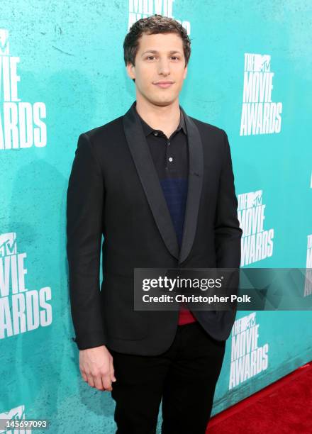 Actor Andy Samberg arrives at the 2012 MTV Movie Awards held at Gibson Amphitheatre on June 3, 2012 in Universal City, California.