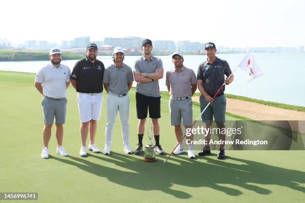 Tyrrell Hatton of England, Shane Lowry of Ireland, Tommy Fleetwood of England, Thomas Pieters of Belgium, Francesco Molinari of Italy, and Seamus...