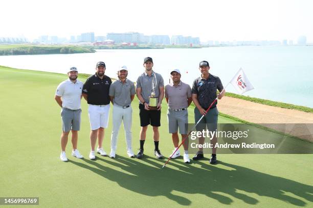 Tyrrell Hatton of England, Shane Lowry of Ireland, Tommy Fleetwood of England, Thomas Pieters of Belgium, Francesco Molinari of Italy, and Seamus...