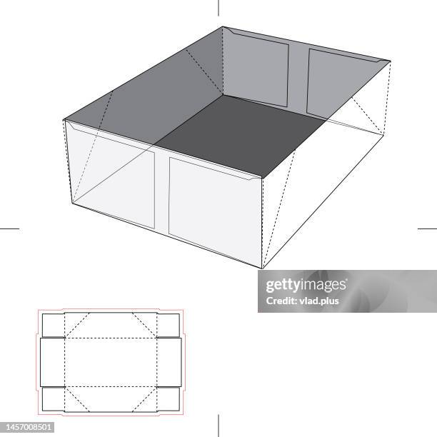 foldable tray box with blueprint - paperboard 幅插畫檔、美工圖案、卡通及圖標