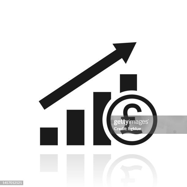 chart of increased pound rate. icon with reflection on white background - cost transparency stock illustrations