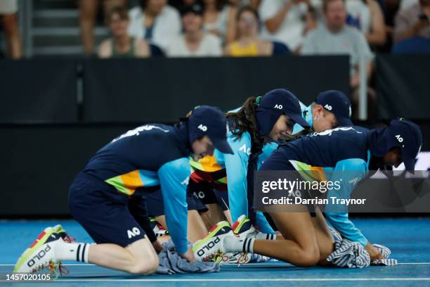 Rain delays play on John Cain Arena during the round one singles match between Alex de Minaur of Australia and Yu Hsiou Hsu of Taiwan during day two...