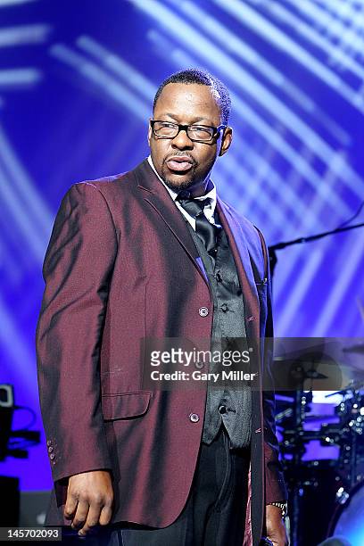 Vocalist Bobby Brown performs in concert with New Edition at the AT&T Center on June 3, 2012 in San Antonio, Texas.
