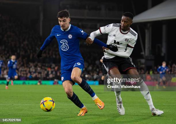 Kai Havertz of Chelsea and Tosin Adarabioyo of Fulham during the Premier League match between Fulham FC and Chelsea FC at Craven Cottage on January...