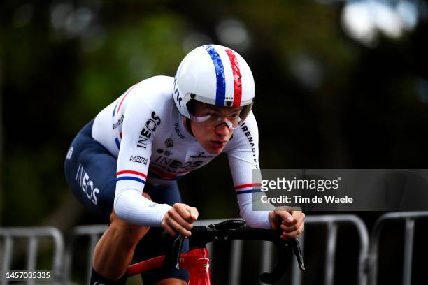 Ethan Hayter of The United Kingdom and Team INEOS Grenadiers sprints during the 23rd Santos Tour Down Under 2023 - Prologue a 5,5km individual time...