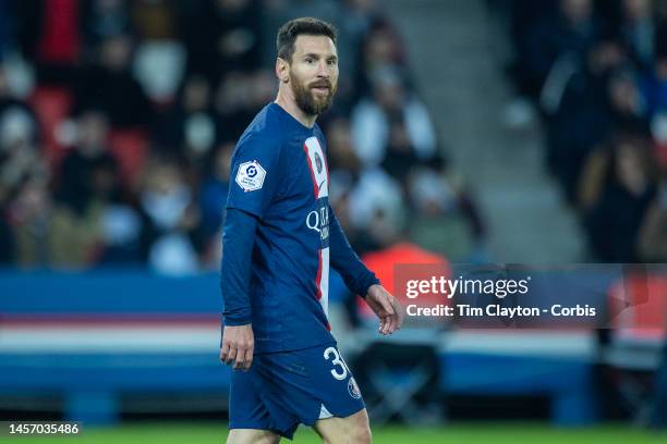 January 11: Lionel Messi of Paris Saint-Germain during the Paris Saint-Germain V Angers, French Ligue 1 regular season match at Parc des Princes on...