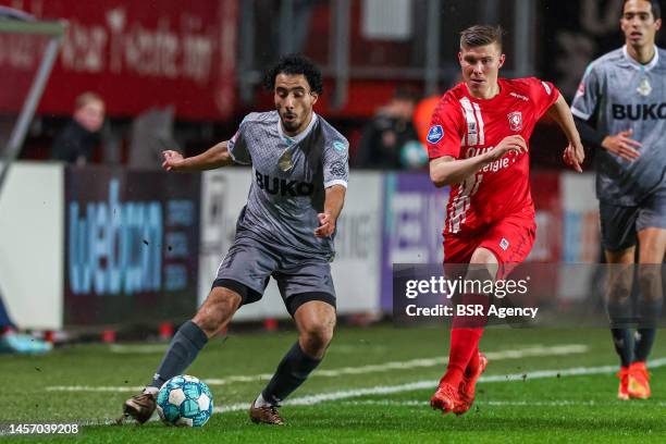 Anass Najah of SC Telstar, Alfons Sampsted of FC Twente during the Dutch TOTO KNVB Cup Round 2 match between FC Twente and SC Telstar at de Grolsch...