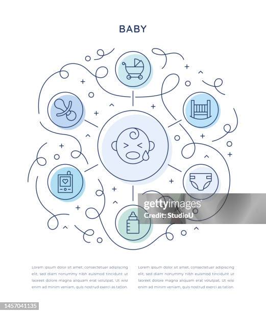 baby six steps infographic template - changing nappy stock illustrations