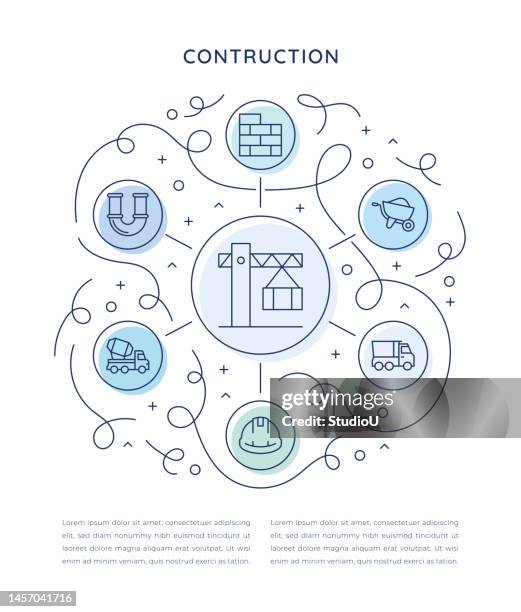 contruction six steps infographic template - bathroom wall stock illustrations