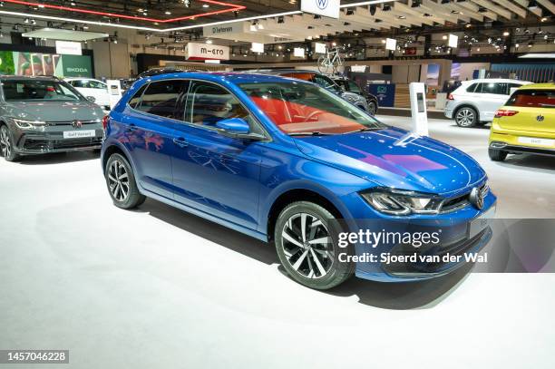 Volkswagen Polo compact family hatchback car at Brussels Expo on January 13, 2023 in Brussels, Belgium.