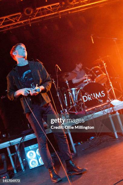 Jonathan Pierce and Connor Hanwick of The Drums perform on stage at Rock City during the Dot To Dot Festival on June 3, 2012 in Nottingham, United...