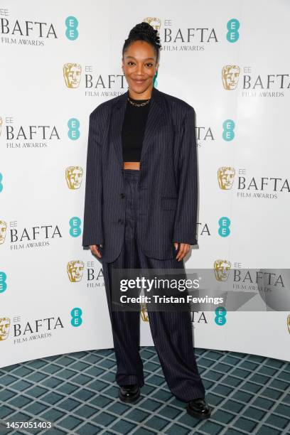 Naomi Ackie attends the EE BAFTA Rising Star Announcement at The Savoy Hotel on January 17, 2023 in London, England.