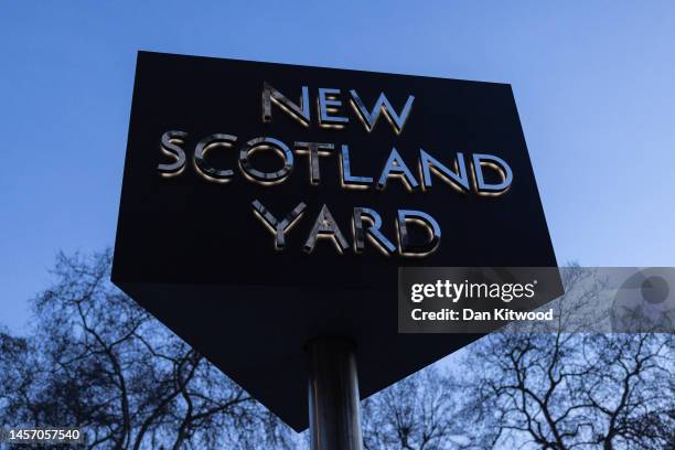 General view of the exterior of New Scotland Yard on January 17, 2023 in London, England. The Metropolitan Police revealed it is investigating 800 of...