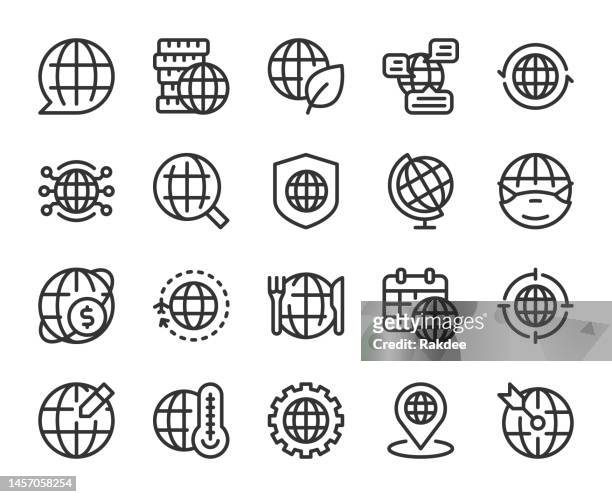 globe - line icons - ecosystem icons stock illustrations