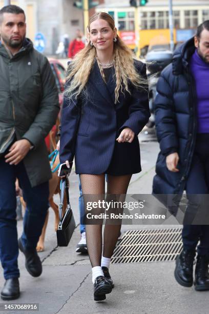 Chiara Ferragni is seen on November 14, 2022 in Milan