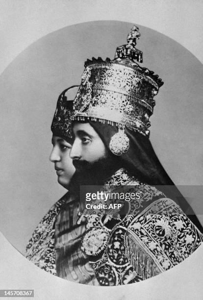 Picture taken in 1930 of the coronation of Ethiopian Emperor Haile Selassie , the last Emperor of Ethiopia , with empress Menen Asfaw. Haile Selassie...