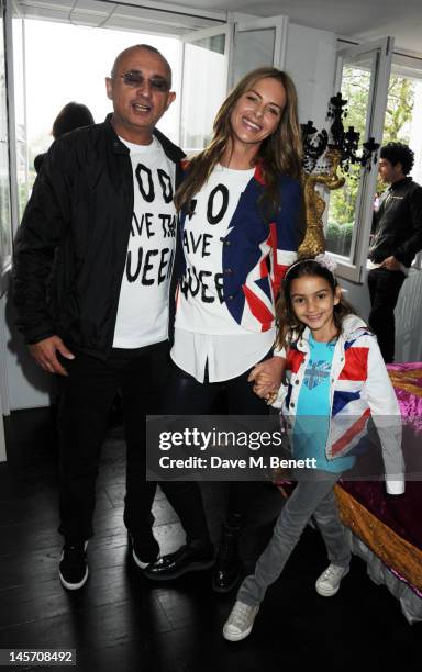 Johnny Elichaoff and Trinny Woodall attend a Diamond Jubilee Party hosted by Amanda Eliasch in Chelsea on June 3, 2012 in London, England.