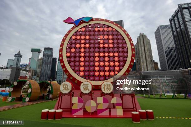 chinese new year in hong kong - wanchai stock pictures, royalty-free photos & images