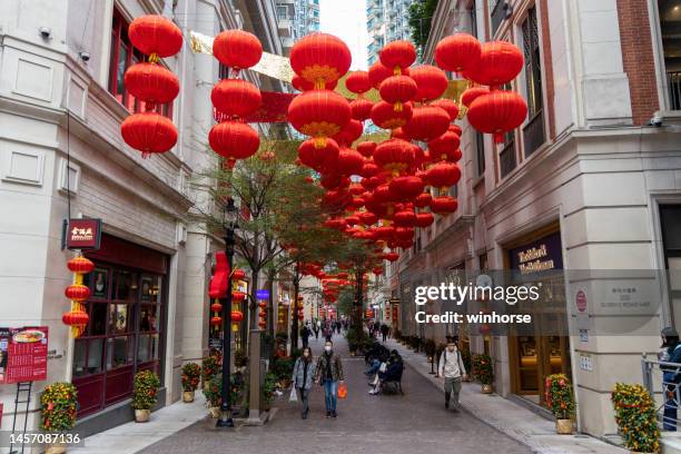 chinese new year in hong kong - wanchai stock pictures, royalty-free photos & images