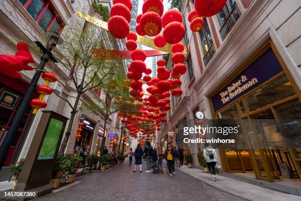 chinese new year in hong kong - wanchai stock pictures, royalty-free photos & images